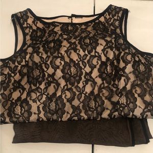 Ultra Dress  Collection large black lace,nude lined button back sleeveless